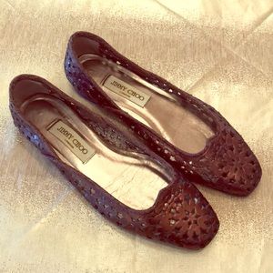 Jimmy Choo Metallic Chocolate Flats
